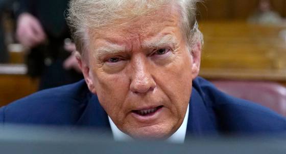 Former president Donald Trump awaits the start of proceedings, April 18 (Image: AAP/Timothy A. Clary)