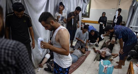 Wounded Palestinians at Nasser Hospital, July 13, 2024 (Image: EPA/Haitham Imad)