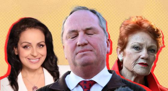 Rita Panahi, Barnaby Joyce and Pauline Hanson (Image: Private Media)