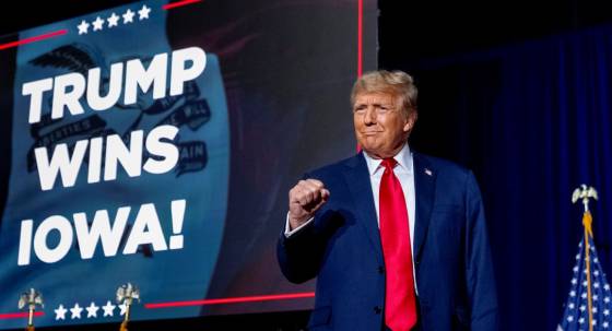 Donald Trump in Des Moines, Iowa (Image: AP/Andrew Harnik)
